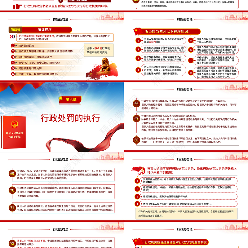 年修订中华人民共和国行政处罚法ppt蓝色大气行政处罚法全文解读专题党课课件