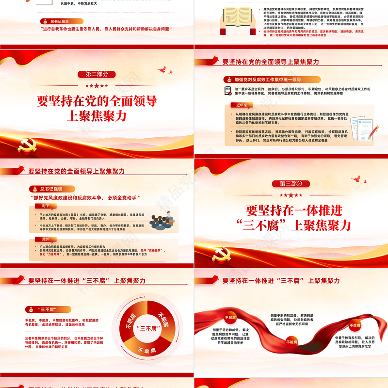 坚持七个聚焦聚力全面打赢反腐败斗争攻坚战持久战PPT红色大气风2022年党性教育作风建设党的二十大专题党课课件模板