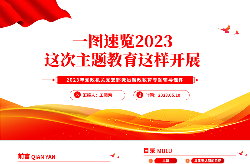 2023一图速览主题教育这样开展PPT党政风基层党委党支部党员干部主题教育专题党课课件模板下载