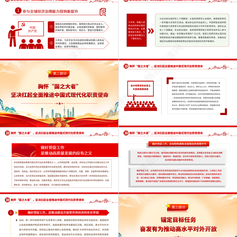 2023以高水平对外开放拓展中国式现代化发展空间PPT大气党建风深入学习宣传贯彻党的二十大精神主题专题党课课件