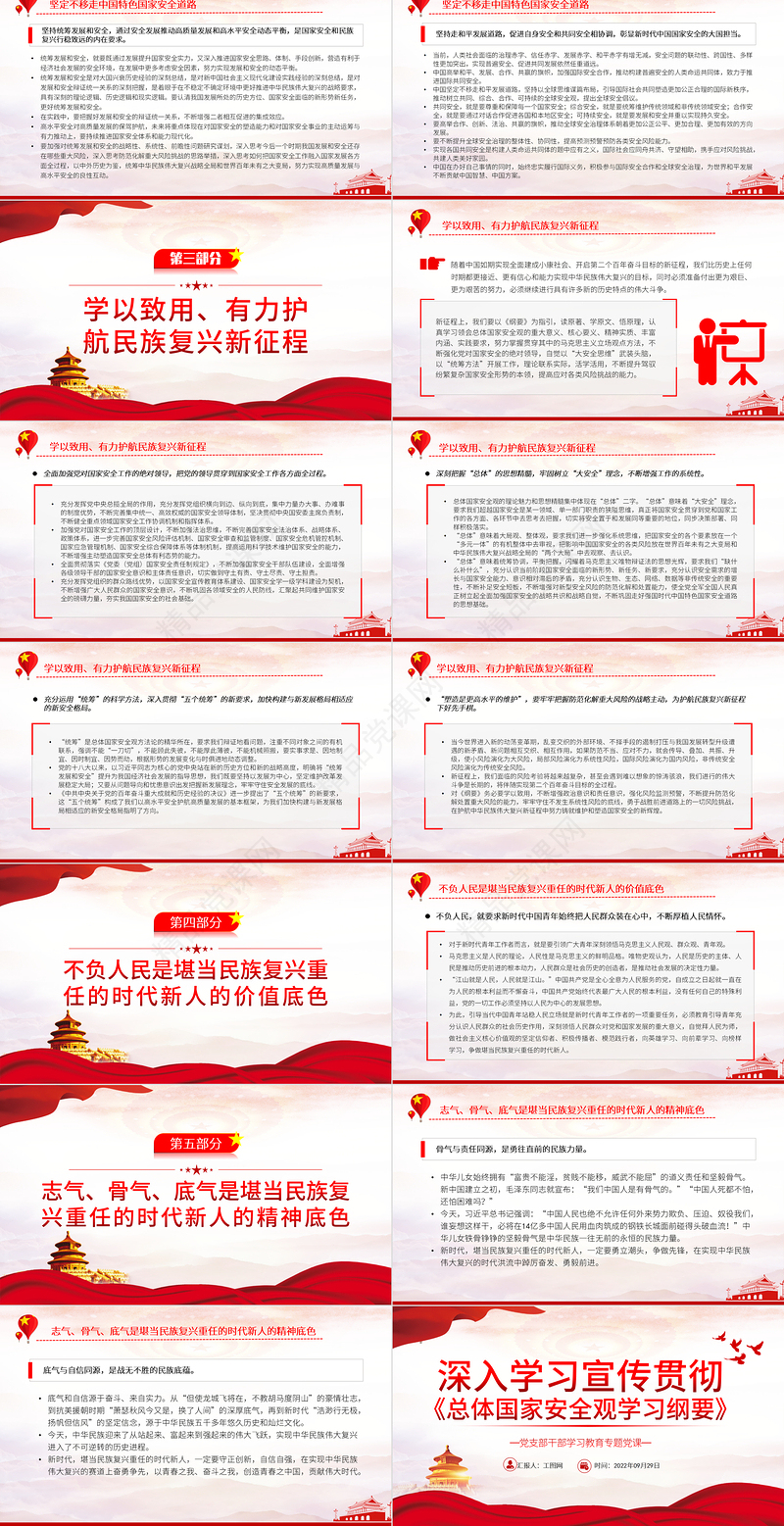 深入学习宣传贯彻《总体国家安全观学习纲要》PPT党建风基层党委党支部干部学习教育专题党课课件