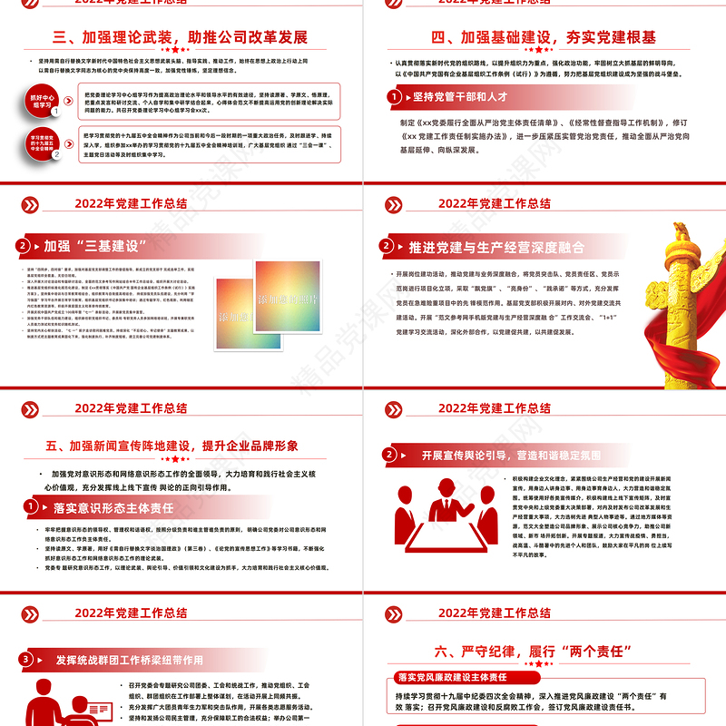 党建工作总结及2023年工作计划PPT党政风国有企业党支部开展工作制定计划专题党建党课课件模板