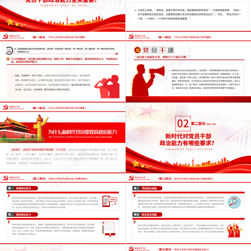 为什么新时代党员要提高政治能力PPT红色党政风2022年党支部教育专题党课课件模板