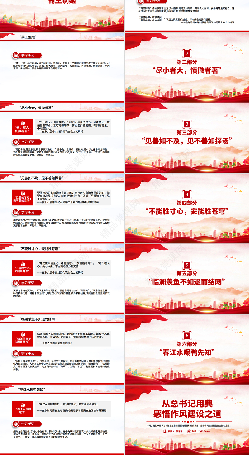 精美风从总书记用典感悟作风建设之道PPT党课课件