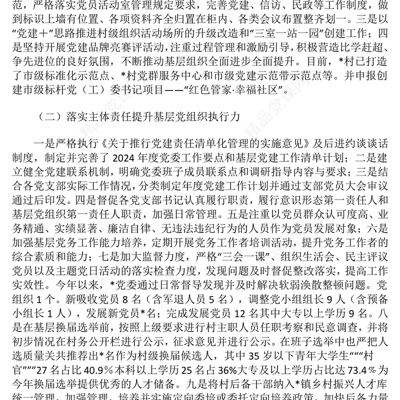 2024年抓基层党建工作总结模板