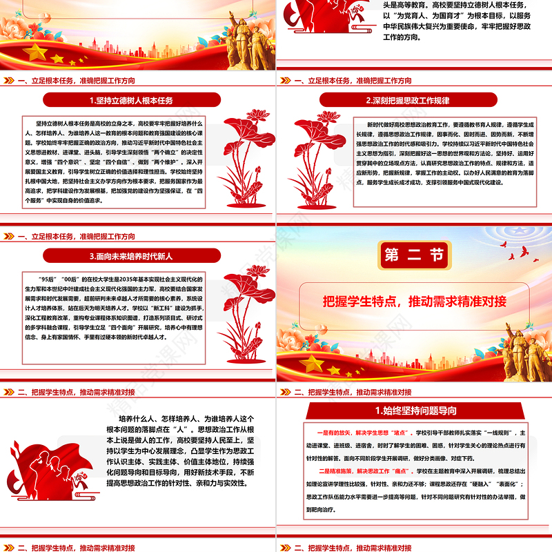 以“精准”为眼着力推进高校思政工作高质量发展ppt大气红色加快建设教育强国高校党组织微党课