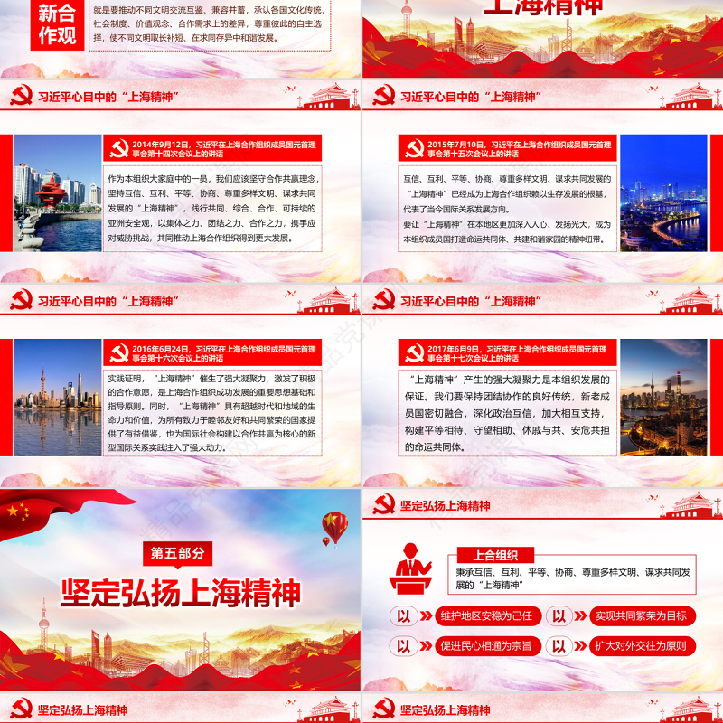 地域党课之上合组织青岛峰会坚定弘扬上海精神PPT