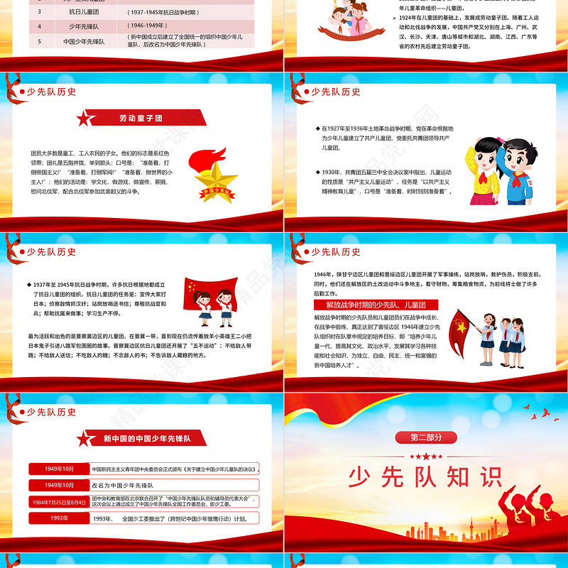 少先队入队PPT红色大气风小学少先队入队队前教育主题课件模板