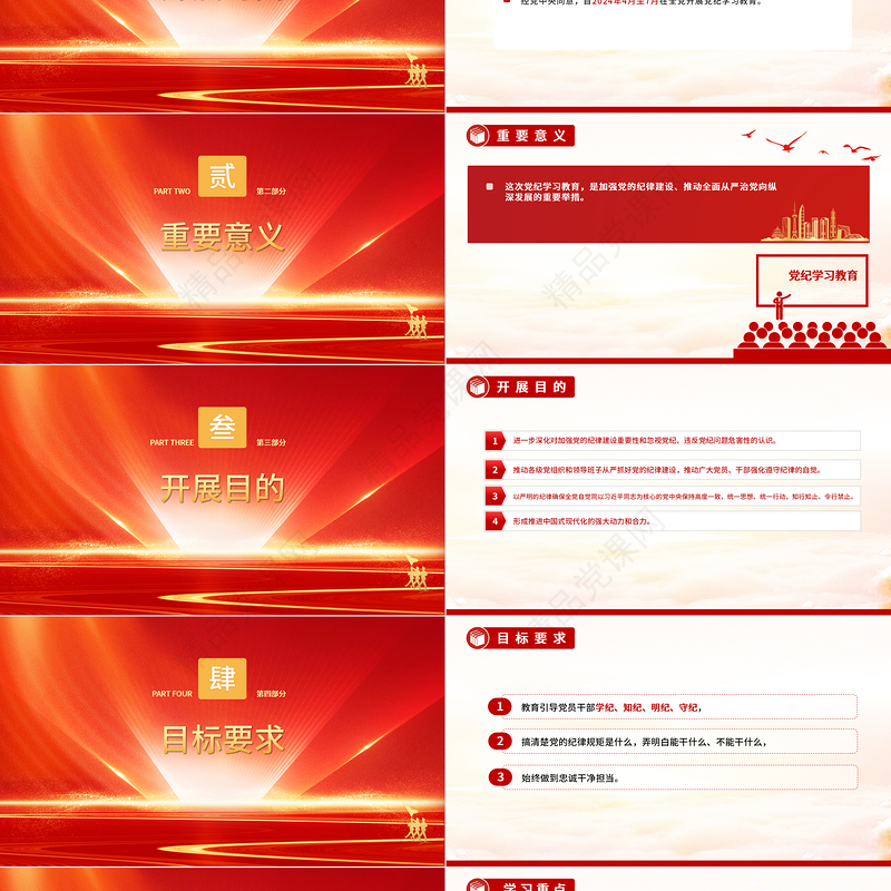 2024党纪学习教育是什么学什么怎么学PPT红色大气党的纪律建设专题党课课件