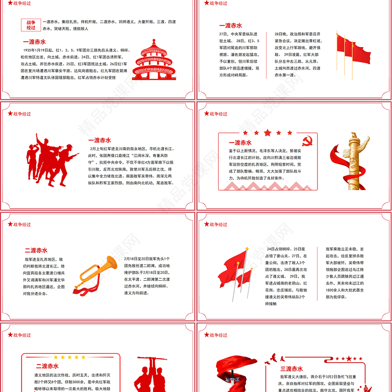 四渡赤水战役PPT2021党史小故事党史教育专题党课之打开中国革命新局面PPT模板