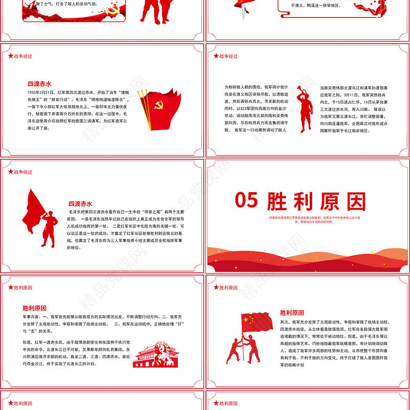 四渡赤水战役PPT2021党史小故事党史教育专题党课之打开中国革命新局面PPT模板