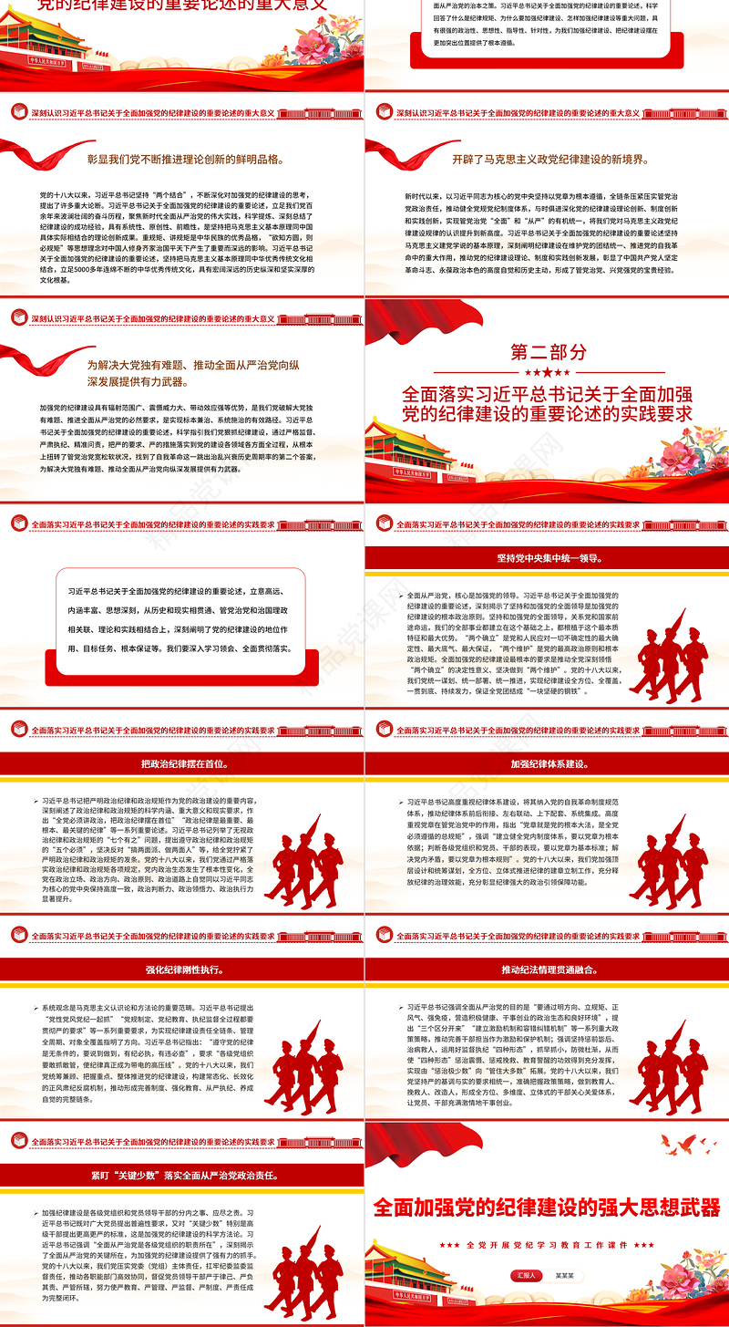 2024全面加强党的纪律建设PPT简约风全党开展党纪学习教育工作模板课件