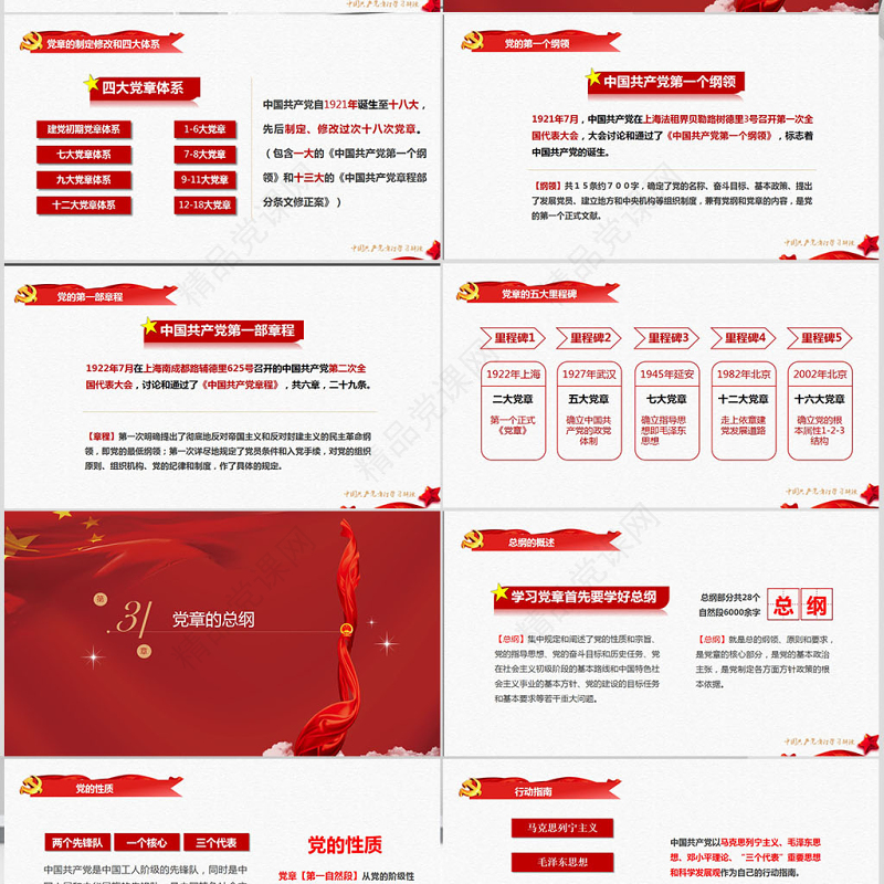 中国共产党章程（2012年修改版本）党章党规学习解读PPT模板幻灯片