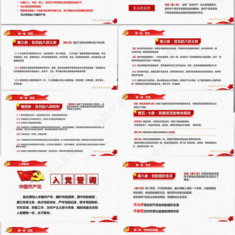 中国共产党章程（2012年修改版本）党章党规学习解读PPT模板幻灯片