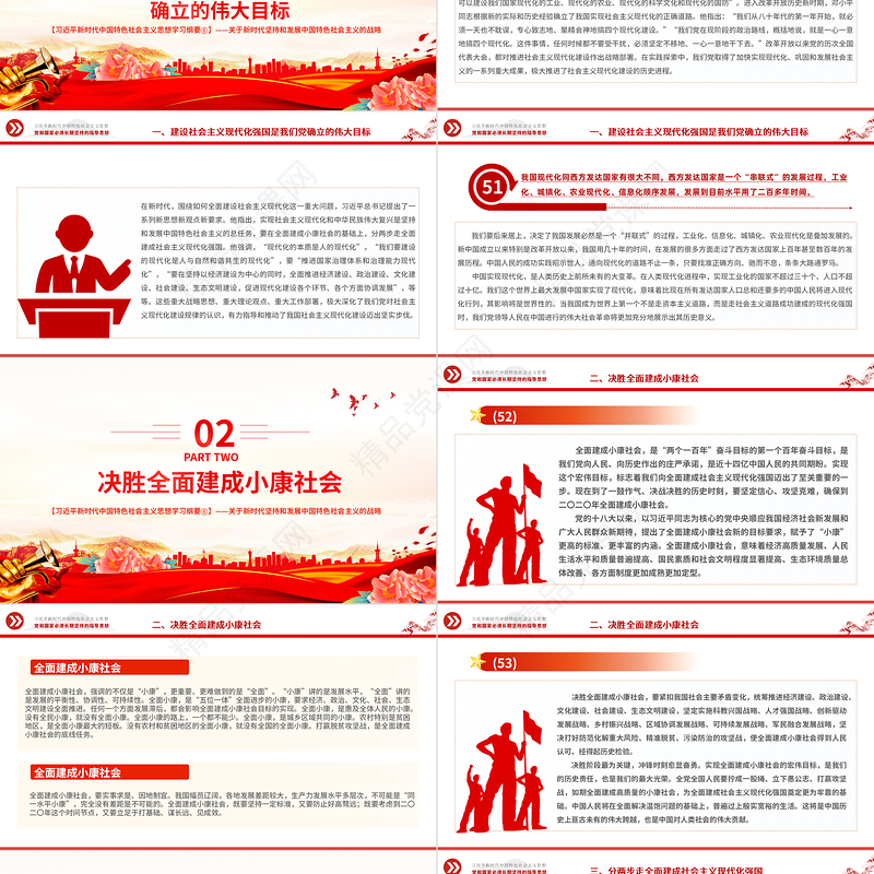 开启全面建设社会主义现代化国家新征程精美大气习近平新时代中国特色社会主义思想学习纲要系列微党课下载之六