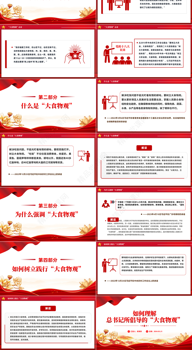 2024总书记所倡导的“大食物观”PPT大气简洁总书记重要论述微党课