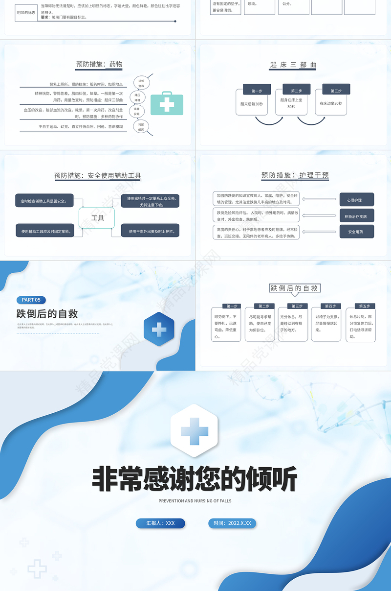 跌倒的预防及护理PPT个性简约护理通用PPT