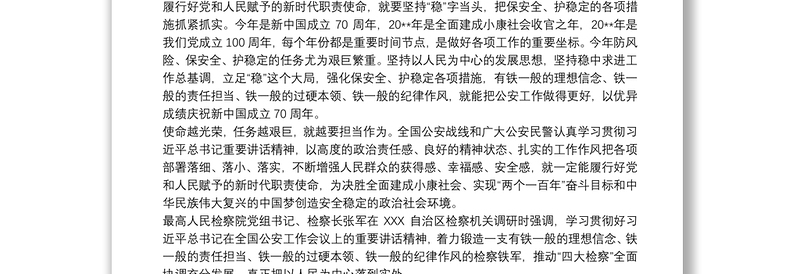 学习习总书记全国公安工作会议重要讲话精神心得体会3篇