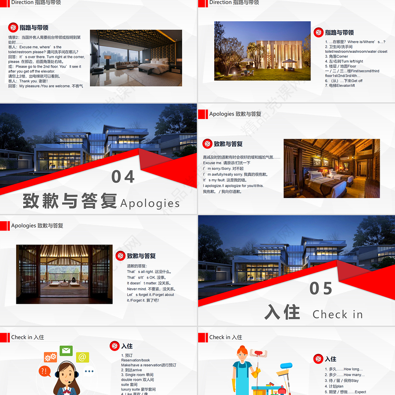 大气城市酒店基础英语培训PPT模版