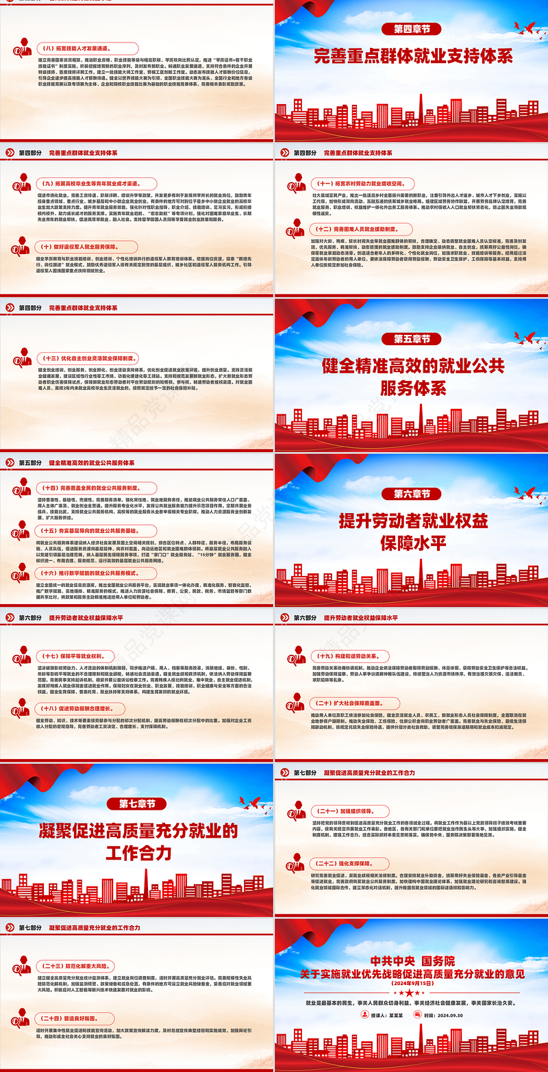 简洁风关于实施就业优先战略促进高质量充分就业的意见PPT
