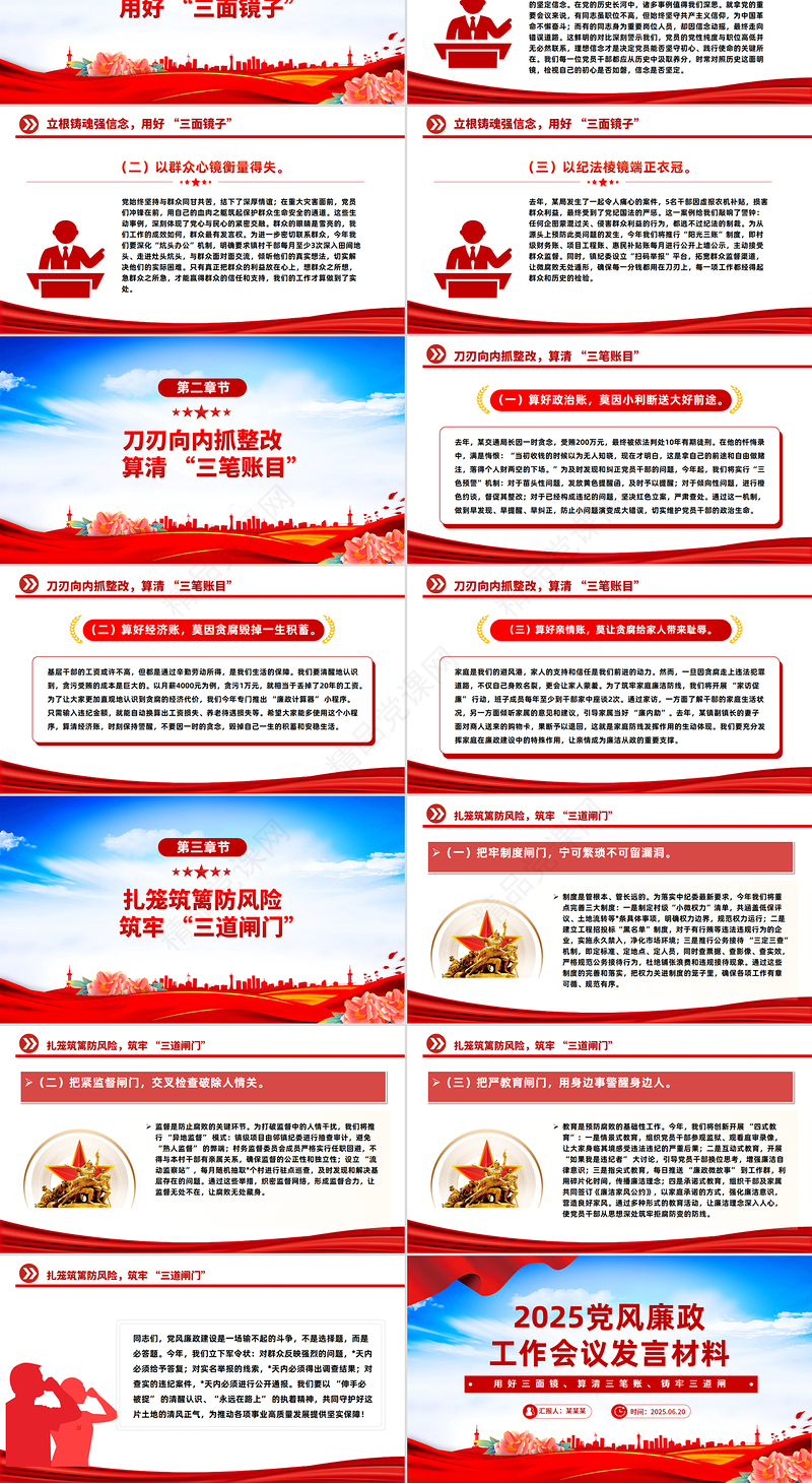 精美实用党风廉政工作会议发言材料PPT模板