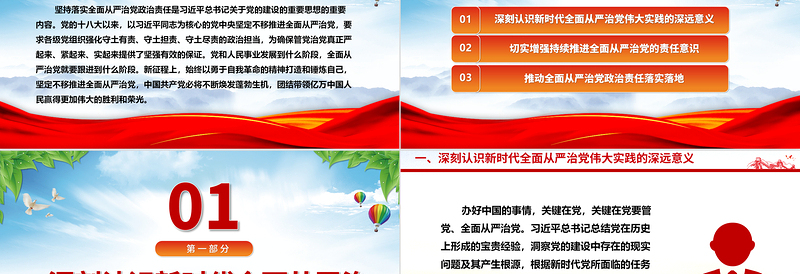 毫不动摇的落实全面从严治党政治责任ppt红色党建学习贯彻习近平从严治党党建思想微党课