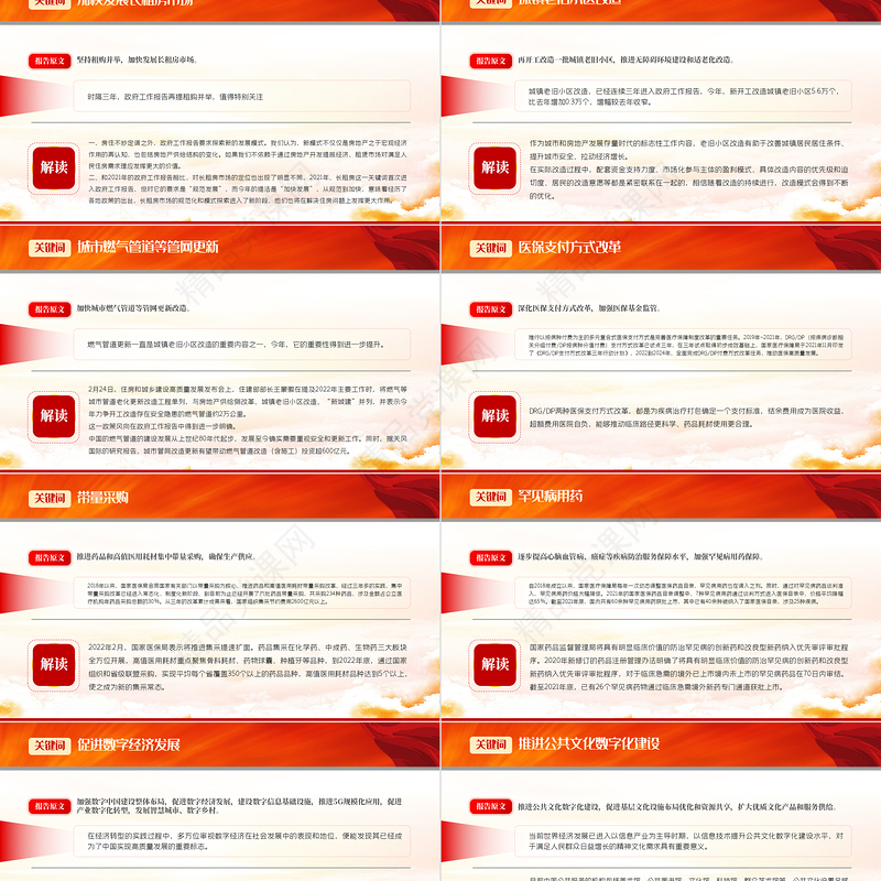 聚焦全国两会PPT党政风精品政府工作报告中43个关键词解读专题党课课件模板