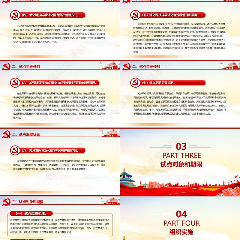 精美创意赋予科研人员职务科技成果所有权或长期使用权试点实施方案PPT