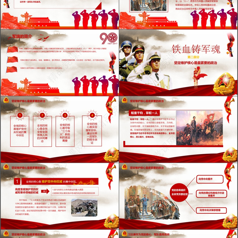 铁血铸军魂八一建军节党建动态PPT模板