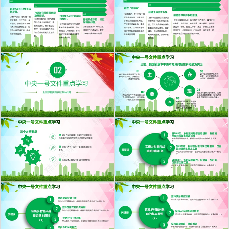 学习中央一号文件乡村振兴战略农村工作三农党课PPT模板