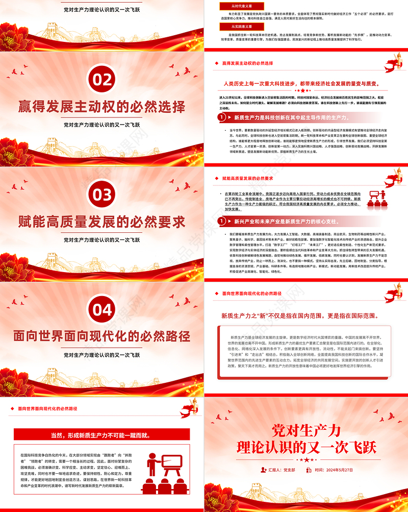 2024发展新质生产力PPT大气精美党对生产力理论认识的又一次飞跃党课课件