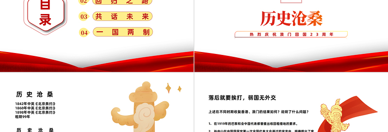 澳门回归23周年PPT党建风热烈庆祝澳门回归二十三周年纪念日宣传汇报模板课件