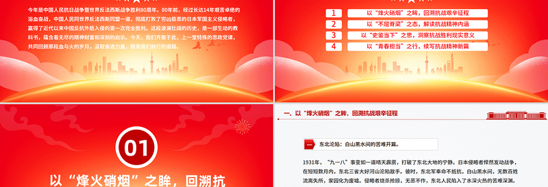 精美大气抗战胜利80周年青年党课PPT以史为鉴明志砥砺青春奋进课件