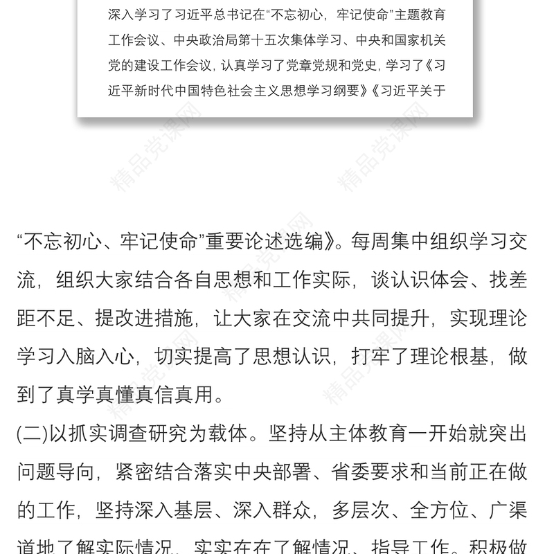 主题教育党支部自查评估报告