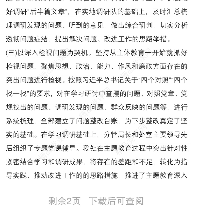 主题教育党支部自查评估报告