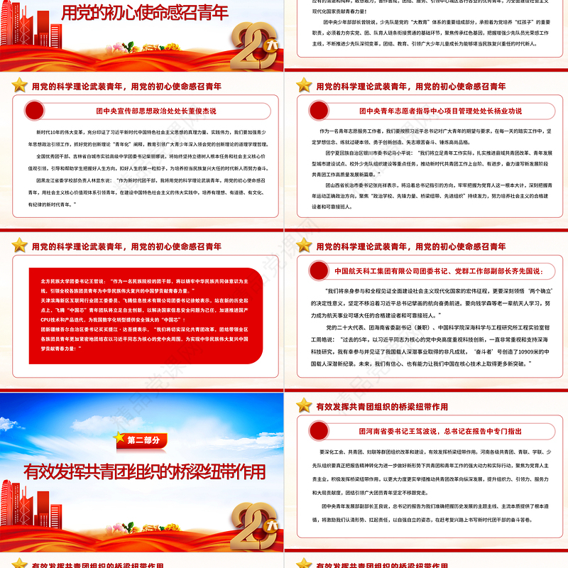 团结引领广大青年在全面建设社会主义现代化国家的火热实践中贡献青春力量PPT精美党政风党的二十大报告在广大团干部中引发强烈反响专题党课党建课件