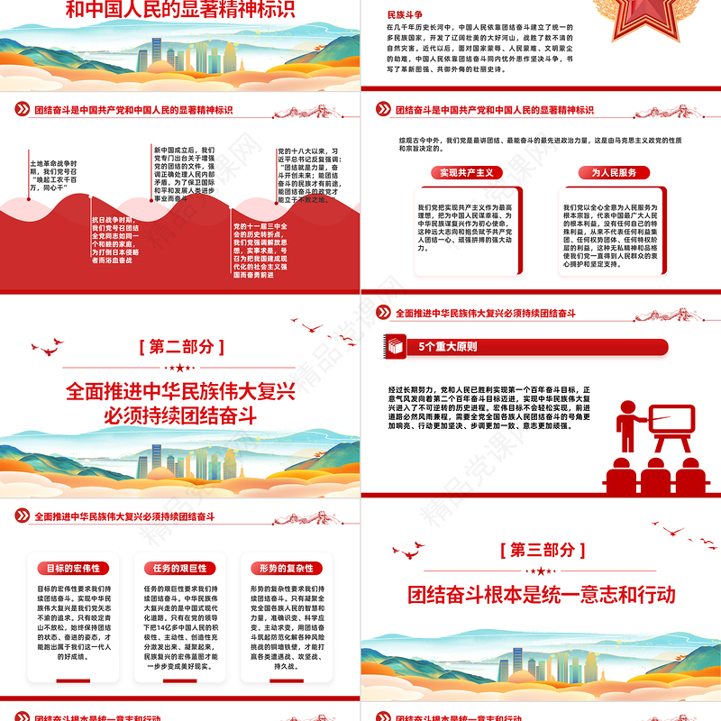 2022为全面推进中华民族伟大复兴而团结奋斗PPT大气精美学习宣传贯彻党的二十大精神专题党建党政模板课件