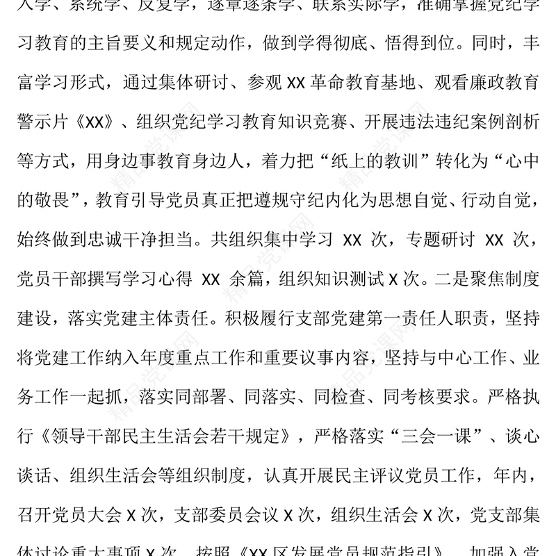 2024年度抓基层党建述职报告模板