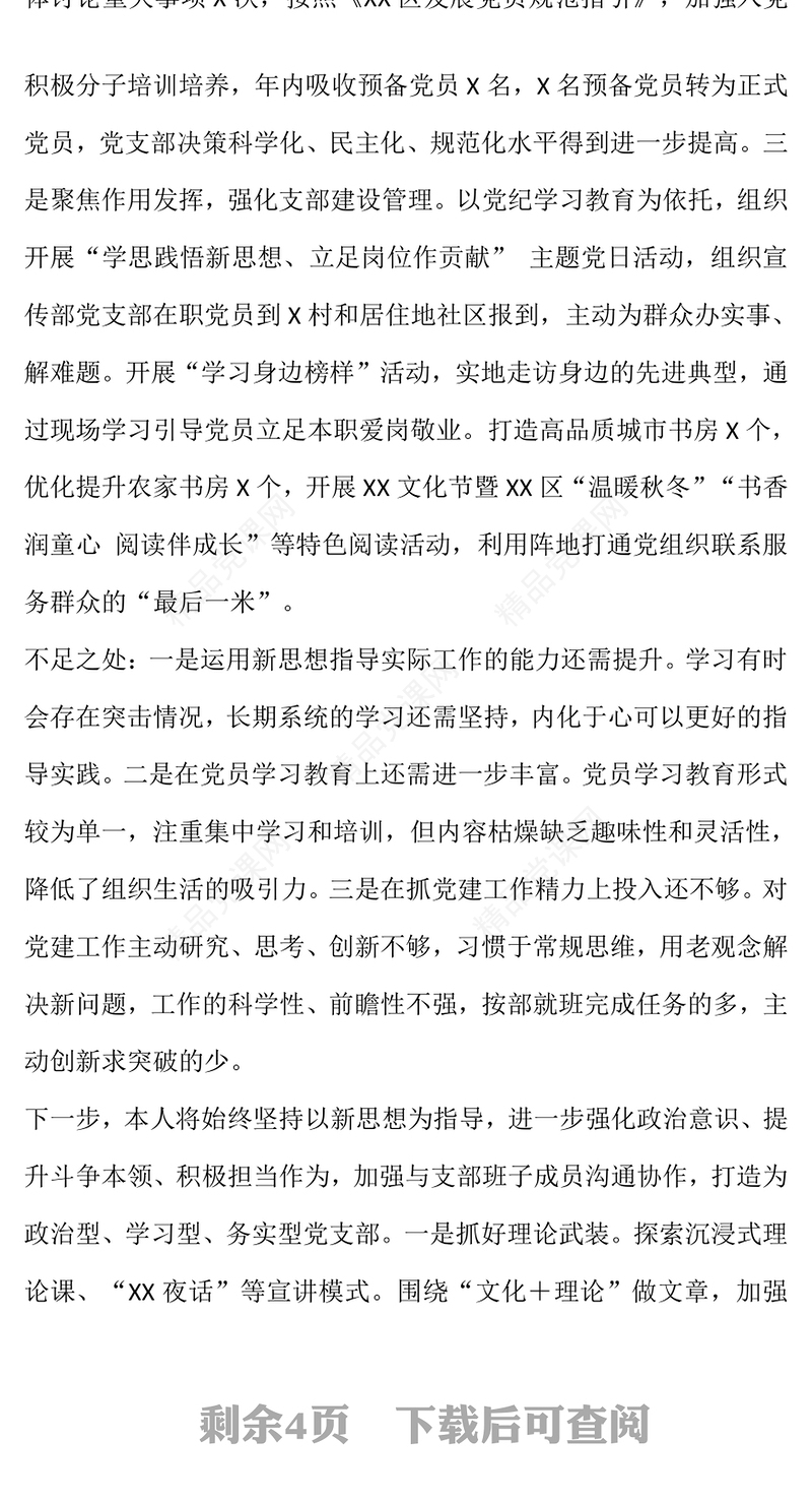 2024年度抓基层党建述职报告模板