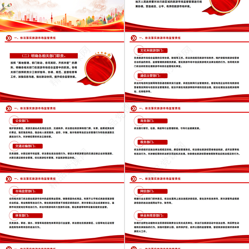 红色精美关于进一步加强旅游市场综合监管的通知PPT课件