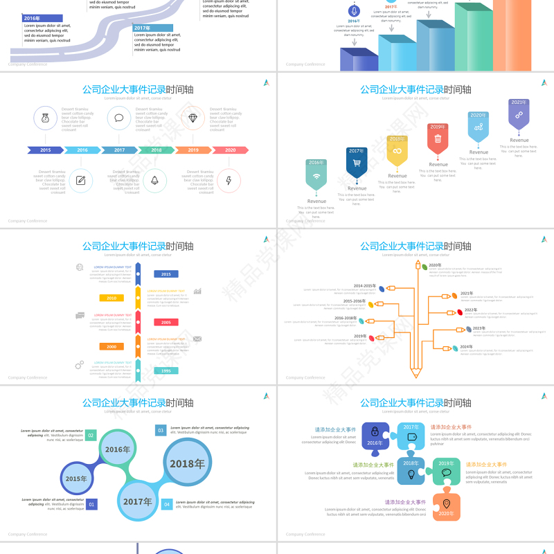 原创商务时间轴企业发展历程公司简介ppt模板-版权可商用