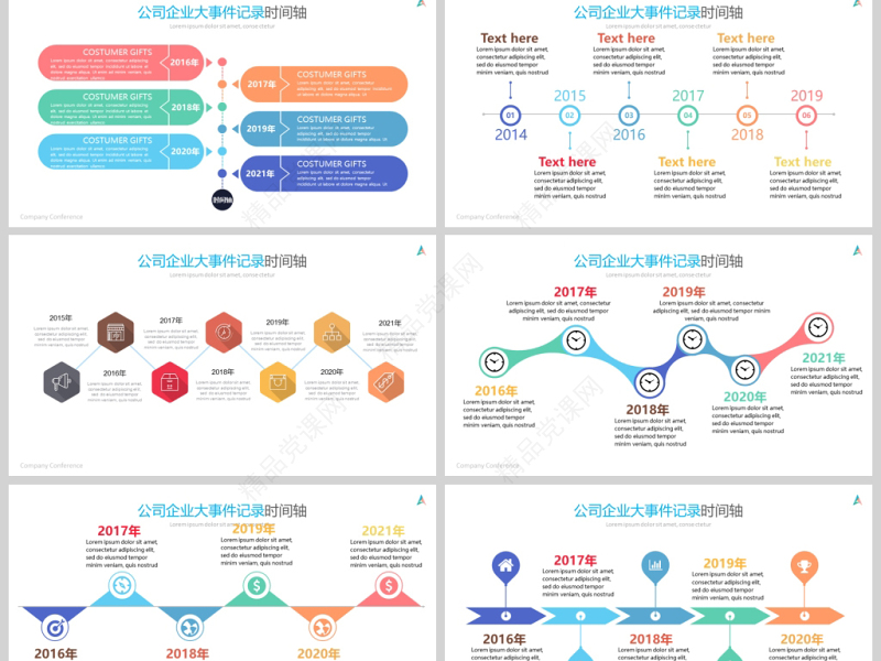 原创商务时间轴企业发展历程公司简介ppt模板-版权可商用