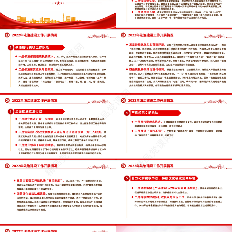 税务局2022年法治建设工作总结和2023年工作计划PPT精美推进法治政府建设实现县域经济高质量发展工作报告精选模板