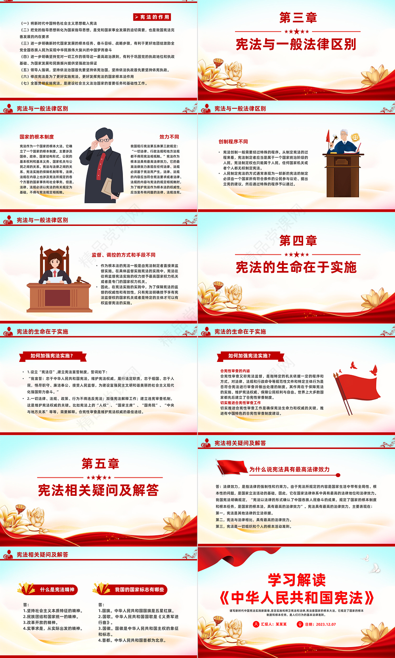 学宪法讲宪法主题班会课件PPT精美大气学习解读《中华人民共和国宪法》课件