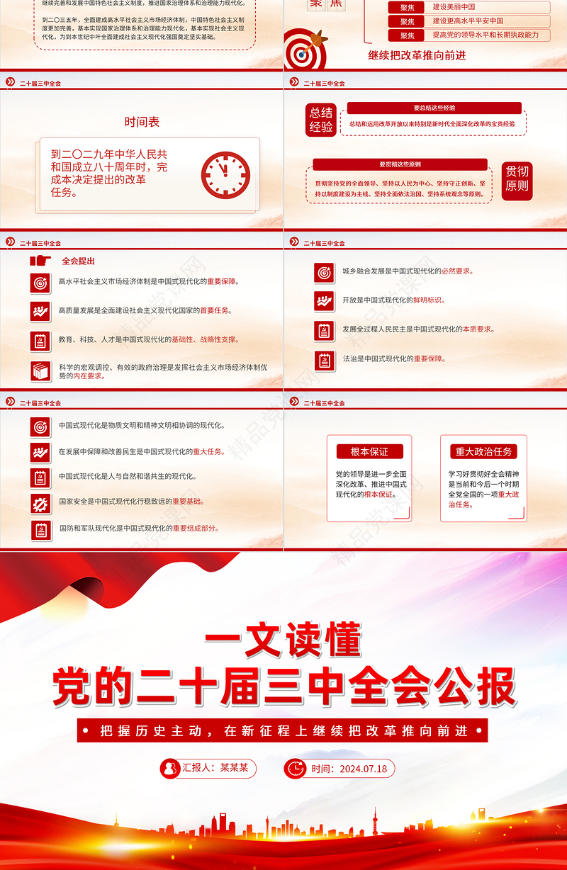 一文读懂二十届三中全会公报PPT党政风深入学习党的三中全会精神党课课件