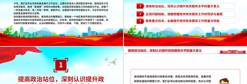 精美大气政务服务提升工作会议发言PPT模板