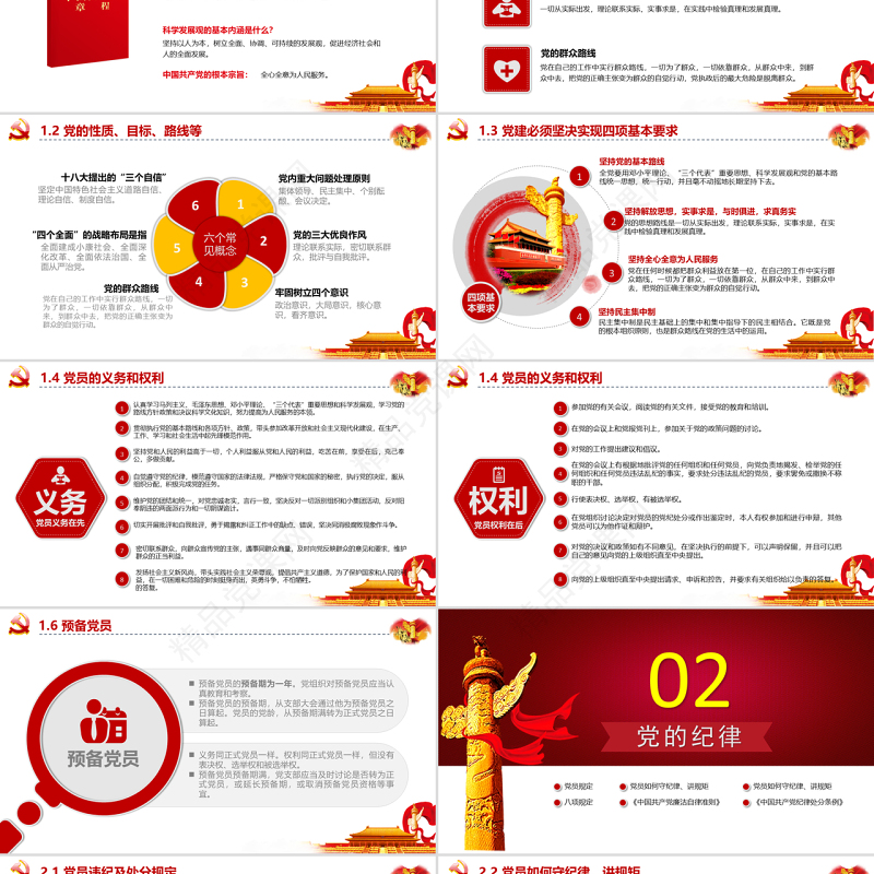 红色简约政府党委党支部党员党务基本知识学习课程党课培训ppt