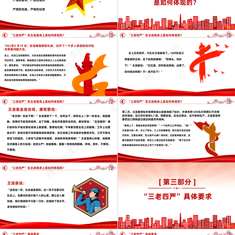 2023纪念铁人王进喜诞辰100周年PPT党政风大庆优良传统三老四严主题内容党课课件模板