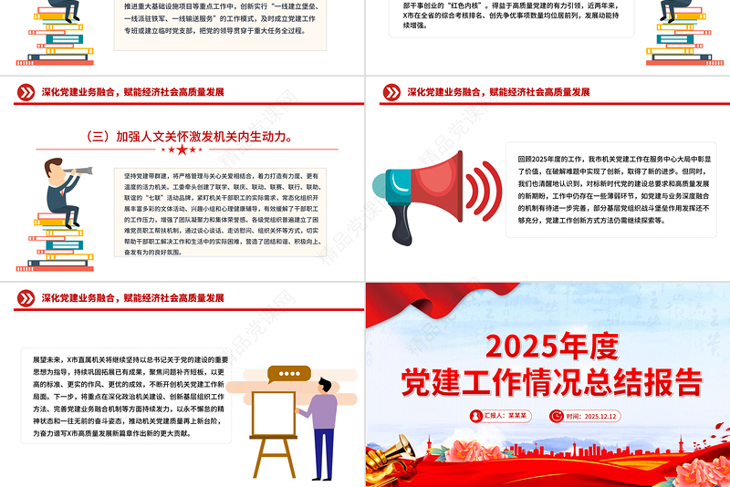 简洁风2025年度党建工作情况总结报告PPT模板