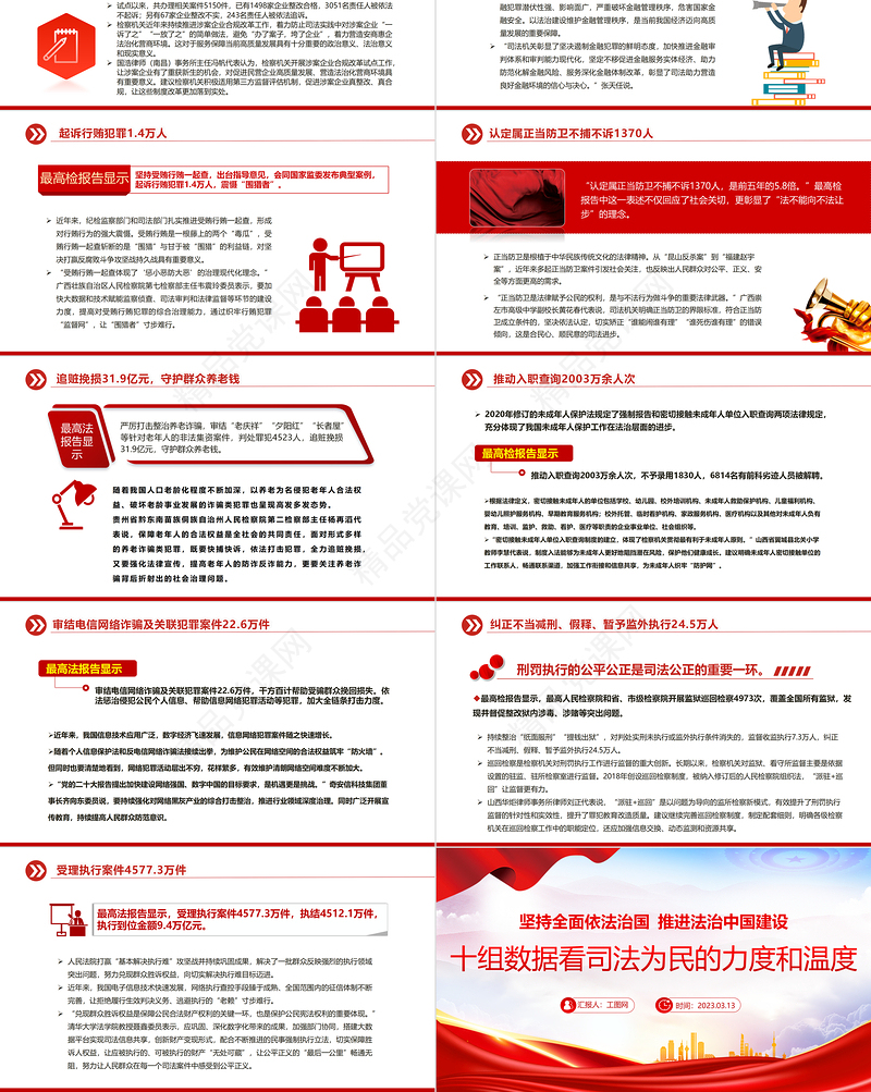 2024十组数据看司法为民的力度和温度PPT精美简洁坚持全面依法治国推进法治中国建设2024两会专题课件